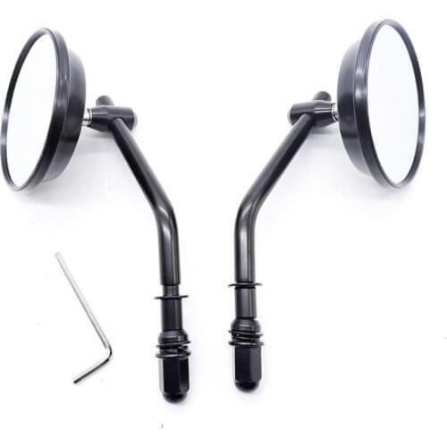 8mm Black/Chrome Motorcycle Mirror Short Stem 3"Round Rearview Mirror Compatible with Harley Dyna Bobber Chopper Old School