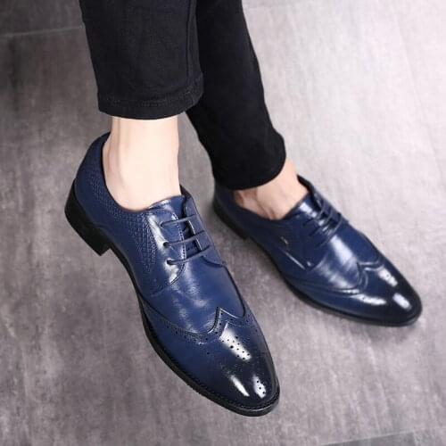 Formal Business Men Leather Shoes British Pointed Toe Dress Men Shoe Casual Oxfords Black Wedding Shoes Bullock Plus Size 38-48