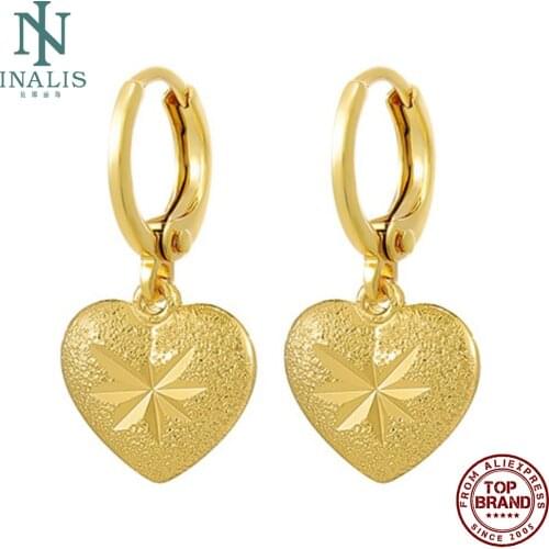 INALIS Gold Color Drop Earrings For Women Heart Leaf Pattern Copper Alloy Earring Valentine Day Fashion Jewelry Gift Hot Sale