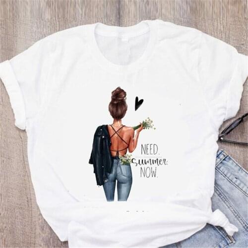 ZOGANKI Kawaii Kpop Woman White T-Shirts For Girl Need Summer Now Basic Fashion Tshirt Cartoon Woman Autumn Short Sleeve Clothes