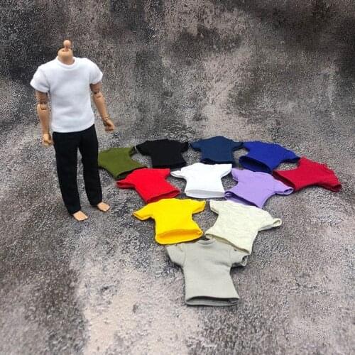 Collectible 1/12 Scale Male Soldiers Short Sleeve T-shirt Model for 6 Inch Doll Toy