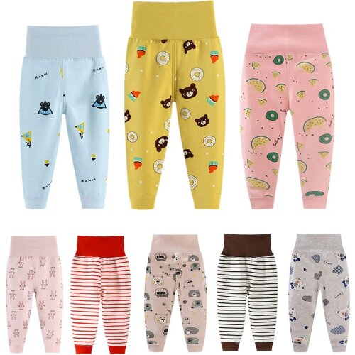 2020 Children Pants Autumn baby girl clothes High Waist Pure Cotton Newborn Baby Pants 0-24m cartoon Trousers for twins outfits