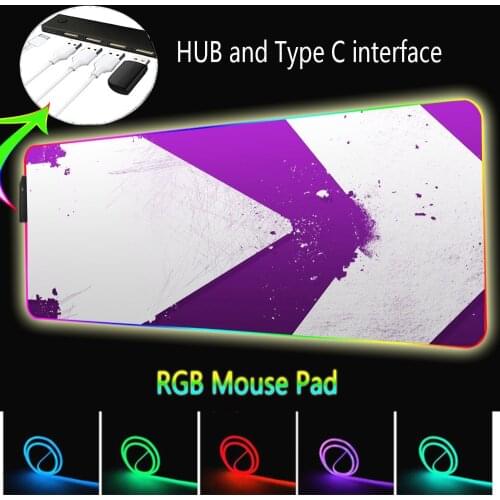 Anime Mats Hub Stitched Edge Mouse Pad Rgb LED Backlight with 4 Ports USB Keyboards Accessories Large Mousepad Gamer Computer Xl