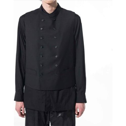 Mens Korean version of the new four seasons double breasted suit jacket large size leisure short vest