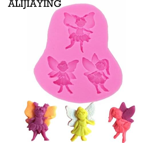 M0128 Flower Fairy girl Silicone Mold Gumpaste Chocolate Clay Candy Molds Fondant Cake Decorating Tools DIY