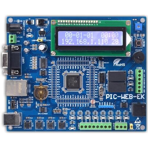 PIC MCU Ethernet learning development board PIC18F97J60 network control webpage control