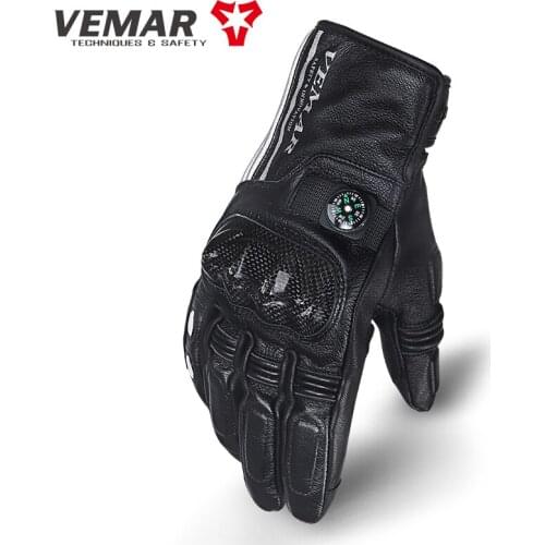 Compass Carbon Fiber Motorcycle Gloves Winter Waterproof Thick Warm Moto Guantes Touch Screen Motorbike Riding Gloves Protective