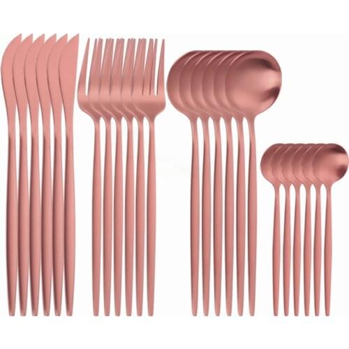 Kitchen Tableware Rose Gold Cutlery Set Stainless Steel Cutlery Set Gold Fork Spoons Knives Western Dinnerware Set Dropshipping