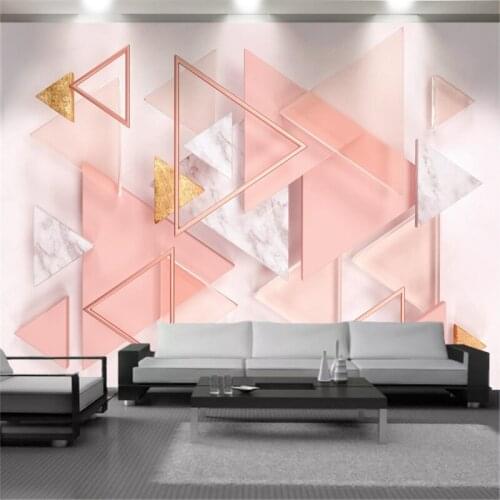 Custom Any Size Mural Wallpaper Pink Clear Crystal Glass Stitching Living Room TV Background Wall Decorative Wallpaper Mural