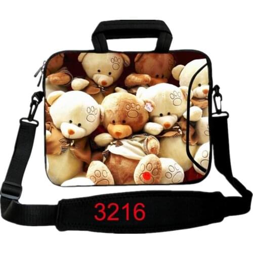 10 11.6 13.3 14.4 15.4 15.6 17.3 inch Bear Neoprene Zipper Tablet Netbook Laptop Shoulder Strap Messenger Bag Carry Case