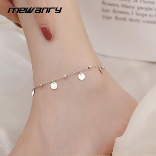 MEWANRY 925 Sterling Silver Anklet for Women New Fashion Charming Creative Wafer Tassel Design Party Jewelry Girls Accessories