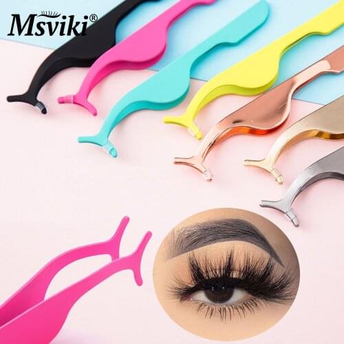 Wholesale Eyelash Tweezers 1/5/10/40 Pcs Stainless Gold False Mink Eyelashes Tweezers Makeup Tools Free Custom Private Lable
