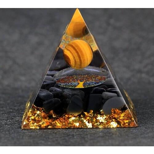 Orgonite Pyramid tiger eye beads Sphere With tree Natural Raw onyx Shimmer Spectrolite Stones Reiki Chakra Jewelry drop shipping