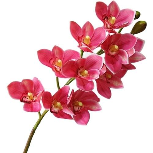 4p PU Orchids 3D Printing Effect Cymbidium Artificial Real Touch Orchid 6 Color for Wedding Centerpieces Home Decorative Flowers