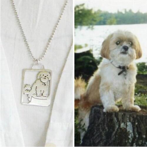 Shih tzu Art Necklace, Your Pet Pendant, Dog silhouette Memory Jewelry Keepsake Memorial Gift--1 pcs