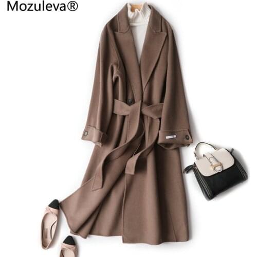 Mozuleva Double Sided Cashmere Wool Coat Female Autumn Winter Japanese Version Loose Long Wool Coat Coffee Color Strend