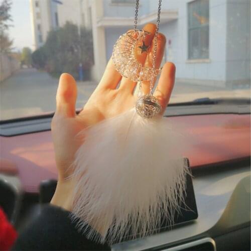 1PCS feather moon auto pendants creative hollow Silver Feather car pendant Home bedroom decoration car accessories for girls