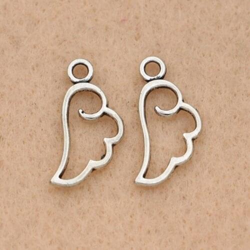 20pcs Antique Silver Plated Hollow Angel Wings Charms Pendants Jewelry Making Necklace DIY Accessories Handmade Craft 9x18mm
