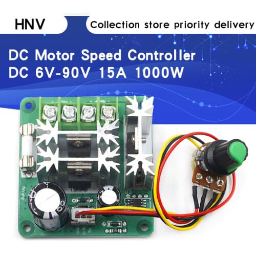 DC 6V-90V 15A DC Motor Speed Controller Stepless Speed Regulation Pulse Width PWM DC 12V 24V 36V 48V 1000W