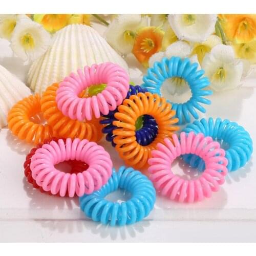 10PCS/lot Rubber Band Headwear Rope Spiral Shape Elastic Hair Bands Girls Hair Accessories Hair Ties Gum Telephone Wire