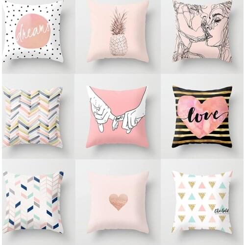 Pink Mable Pineapple Heart Throw Pillow Case Geometric Cushion Covers for Home Sofa Chair Decorative Pillowcases