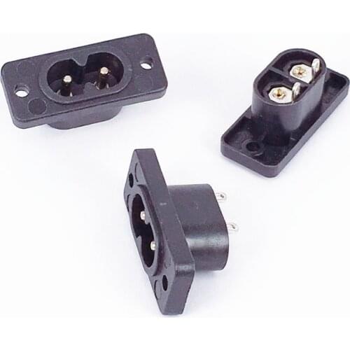 5Pcs/10Pcs IEC320 C8 Black 2 Terminal Power Plug Inlet Socket AC 250V 2.5A Switch socket