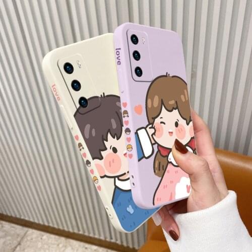 Blushing Girl Phone Case For Huawei P40 P40Lite P30 P20 Mate 40 40Pro 30 20 Pro Lite P Smart 2021 Y7a Liquid Silicone Cover