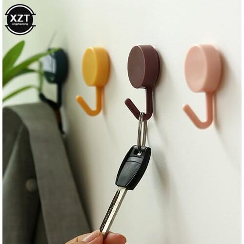 Cute Creative Sticker Hooks Perforated Wall Stickers Seamless Office Hooks Key Placement Classification Kitchen Bathroom Storage