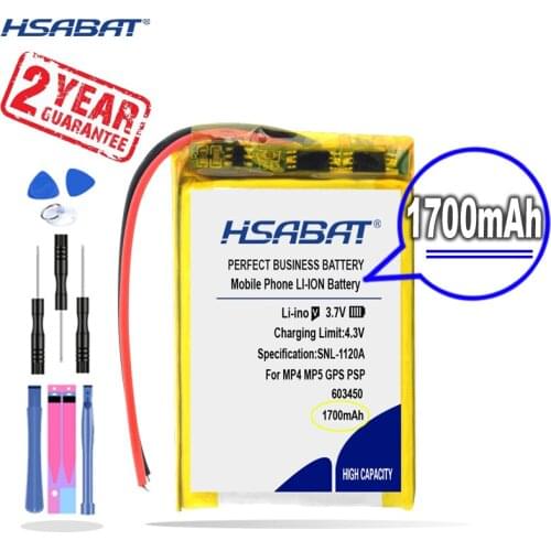New Arrival [ HSABAT ] 1700mAh 603450 Replacement Battery for toys speaker Tachograph MP3 MP4 GPS Bluetooth Lipo cell