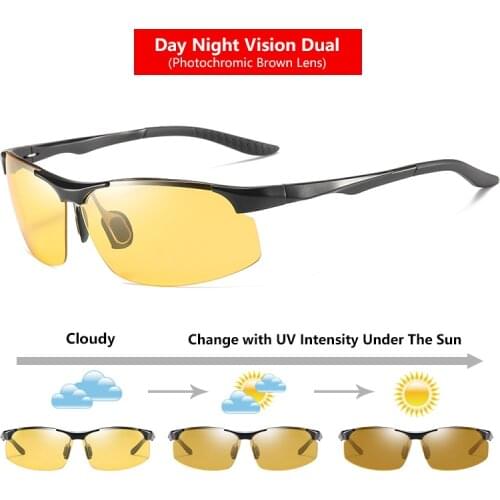 Sunglasses For Men Fashion Day Glasses For Night Vision Photochromic for Driving Rimless Mens Polarized Sunglasses Dropshipping