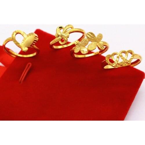 Dubai 24K gold Rings Charms Gold Ring Minimalist Jewelry Wedding Rings for Women Bague Femme Anillos Mujer new design jewelry