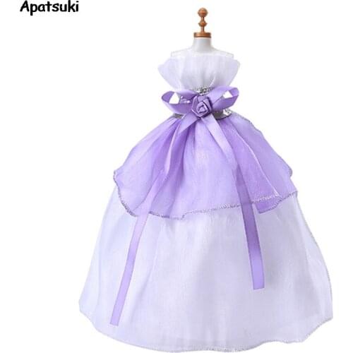 1 PC White Purple Doll Dress For Barbie Outfits Wedding Party Gown Dancing Costume For Barbie 1/6 BJD Dolls Kids & Baby DIY Toy