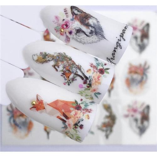 YWK 1 PC Animal Flower Series Nail Water Decals Dream ChaserPattern Tranfer Sticker Flamingo Fruit Nail Art Decoration