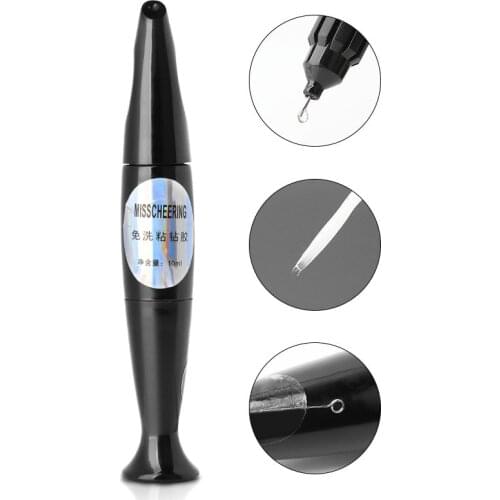 10ml DIY Nail Art Caulking Glue Pen Dual Use Multifunction Drilling Adhesive No Wash Point Drill Gel for UV Acrylic Rhinestone T