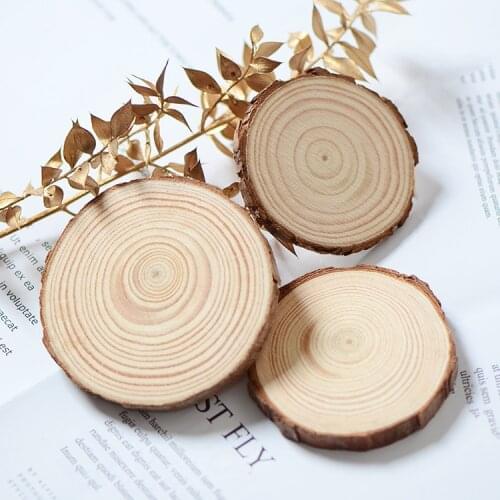 2pcs/8-9cm*1cm,Natural Real Dried Round Pine Wood chips,Eternal plant DIY Hand painting props,Tableware coaster home decoration