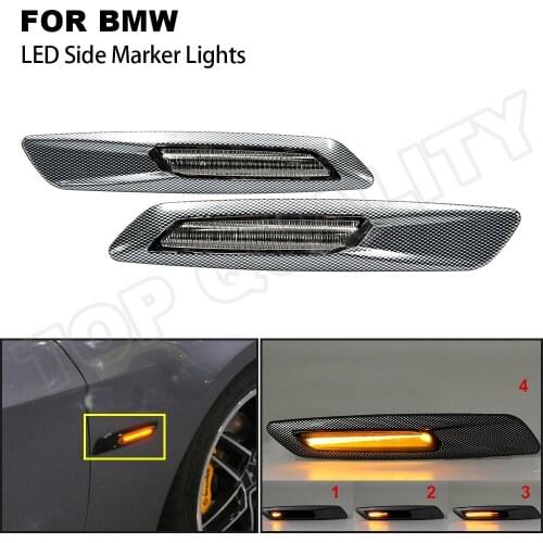 2PCS Smoked Lens Dynamic LED Side Marker Lights Sequential Turn Signal Blinker Lamp For BMW E60 E61 E82 E88 E90 E91 E92 E93