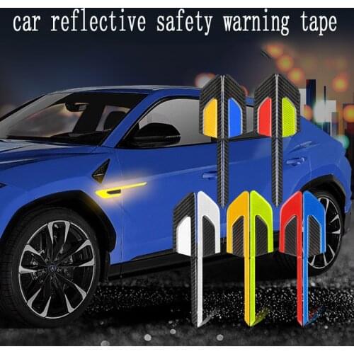 2Pcs/Set Car Reflective Safety Warning Strip Tape Car Bumper Reflective Strips Secure Reflector Stickers Decals Car Accessories