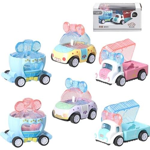 2 Pcs/Set Cartoon Alloy Car Candy Color Mini Pocket Metal Pull Back Wheel Car Minnie Pumpkin Toy Cars Model Cake Decoration Gift