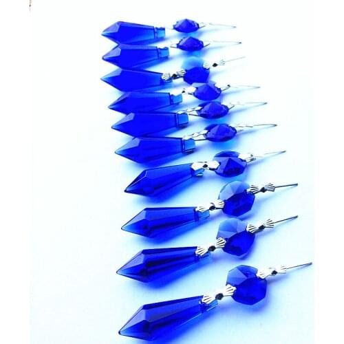 20pcs/lot Blue Crystal Glass Chandelier icicle drop pendants Hanging lighting lamp parts for wedding Cake Topper decoration