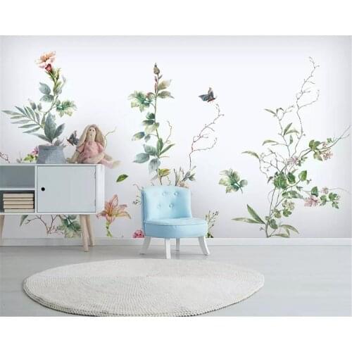 Beibehang wallpaper for walls 3 d Modern Hand Painted vintage floral butterfly background wall decorative painting 3d wallpaper