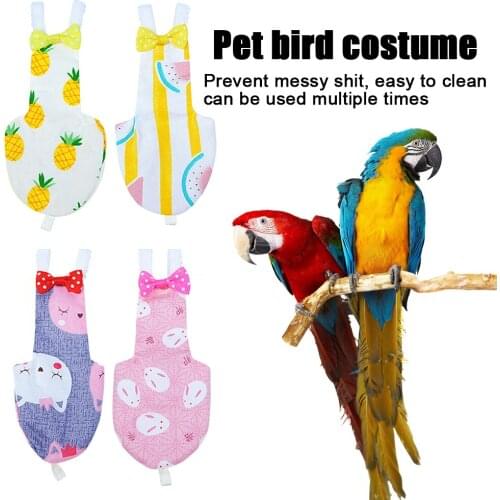 4PCS Pet Bird Parrot Diapers Flight Suit Diaper Cockatiel Pigeons Medium Large Pet Birds Cute Bowknot Clothes