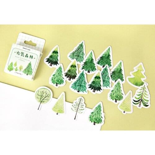 45pcs/box Cute Japanese Green Forest Mini Boxed Stickers Diary Scrapbooking Decorative DIY Stickers