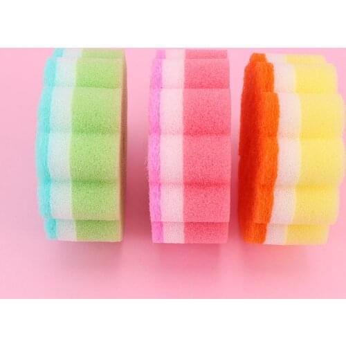 5Pcs Creative Flower Shaped Random Color Multifunction Sponge Brush Magic Cleaner Dish Washing Kitchen Bathroom Cleaning Tools