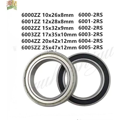 6000-2RS 6001-2RS 6002-2RS 6000ZZ 6001ZZ 6002ZZ 6004ZZ 6005ZZ Deep Groove Rubber Sealed Ball Bearing Metal Shielded Bearing