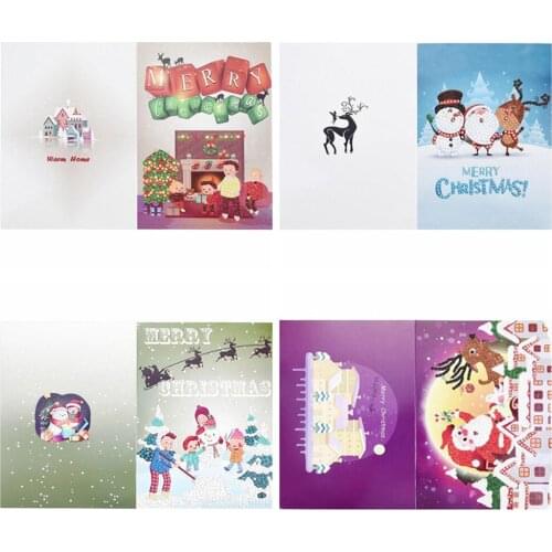 5D DIY Diamond Painting Greeting Card Shaped Diamond Embroidery Cartoon Christmas Card Postcard Christmas Gift LD643