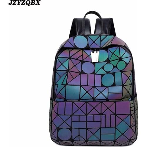 JZYZQBX Luminous Back Pack Solid Color Exquisite Waterproof Gradient Travel Bag Fashion Personality Geometric Rhombus Back Packs