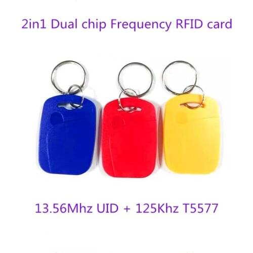 50Pcs IC ID UID 13.56MHZ RFID 125KHZ T5577 EM4305 Dual Chip Frequency Changeable Writable Rewritable Composite Key Tags Keyfob