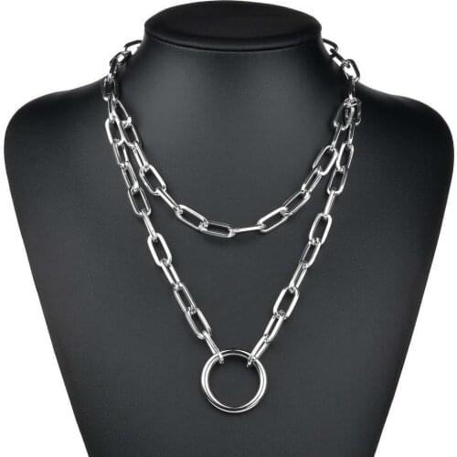 Double Thick Neck Chains Street Necklace Pendants For Women Men Punk Rock Jewelry Grunge Aesthetic Layered Goth Gothic Necklaces