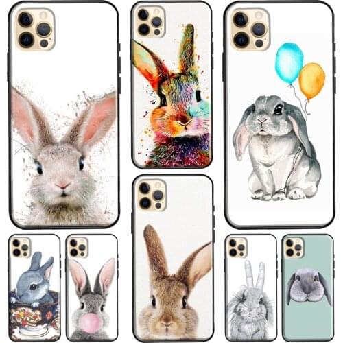 Cute Bunny Rabbit Silicone Case For iPhone XR X XS Max 5S 6S 7 8 Plus SE 2020 11 12 Pro Max Phone Cover