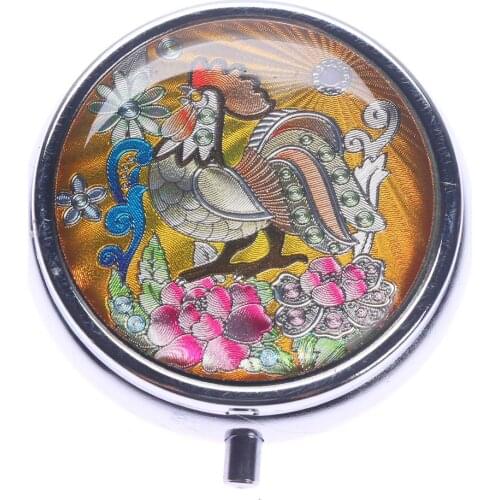 Customize logo Makeup Mirror Folding pill case drug Medicine Organizer Portable Pill Box Makeup Storage Container